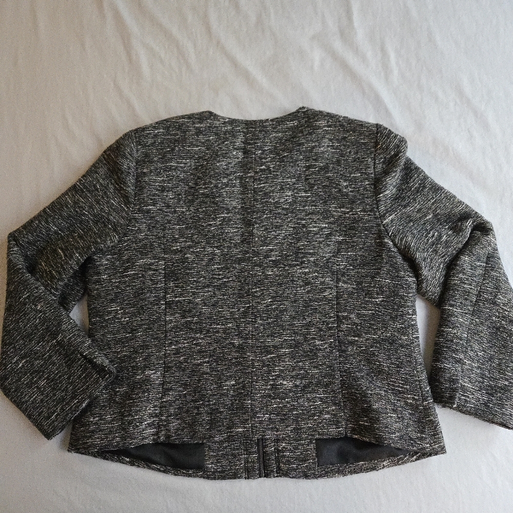 Gap Women's XL Grey Boucle & Gold Metallic Cropped Zip Up Jacket - Picture 10 of 11